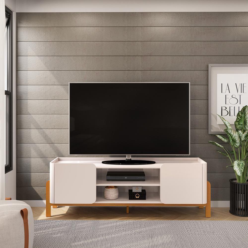 Rack Bancada Tv 65 Pol 180 Cm Cher Off White Cedro Dj Moveis Off White Cedro - 8