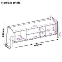 Rack Bancada Tv 65 Pol 180 Cm Cher Off White Cedro Dj Moveis Off White Cedro - 3