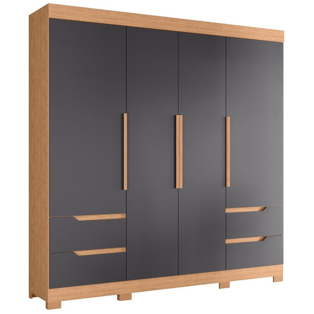 Guarda Roupa Casal Vivacce 4 Portas E 4 Gavetas Freijó-titanium - Móveis Albatroz Freijó-titanium - 1