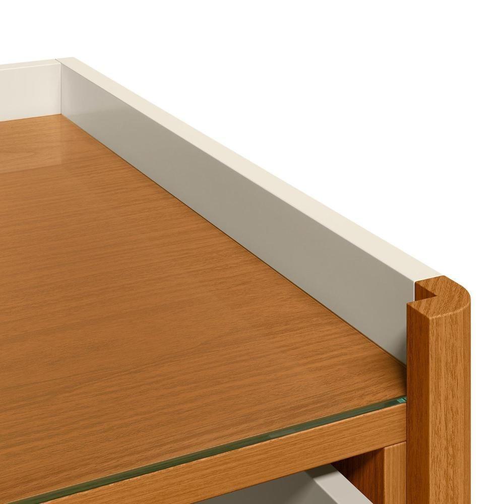 Cômoda Aparador 8 Gavetas Off White-cinamomo Com Tampo De Vidro - Móveis Albatroz Off White-cinamomo - 5