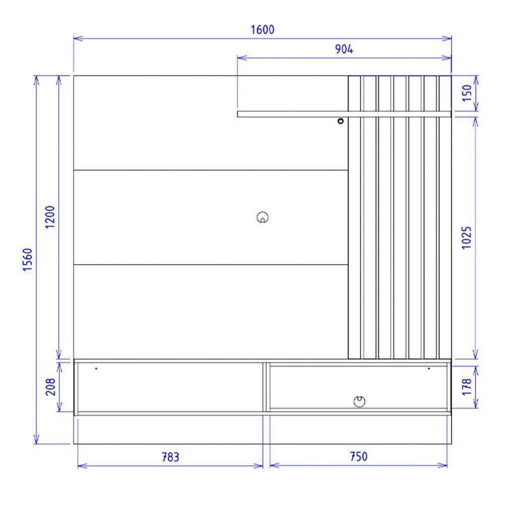 Home Suspenso Tocantins 1.6 Preto Fosco-noce Milano Para Tv Até 60? - Colibri Preto Fosco-noce Milano - 5
