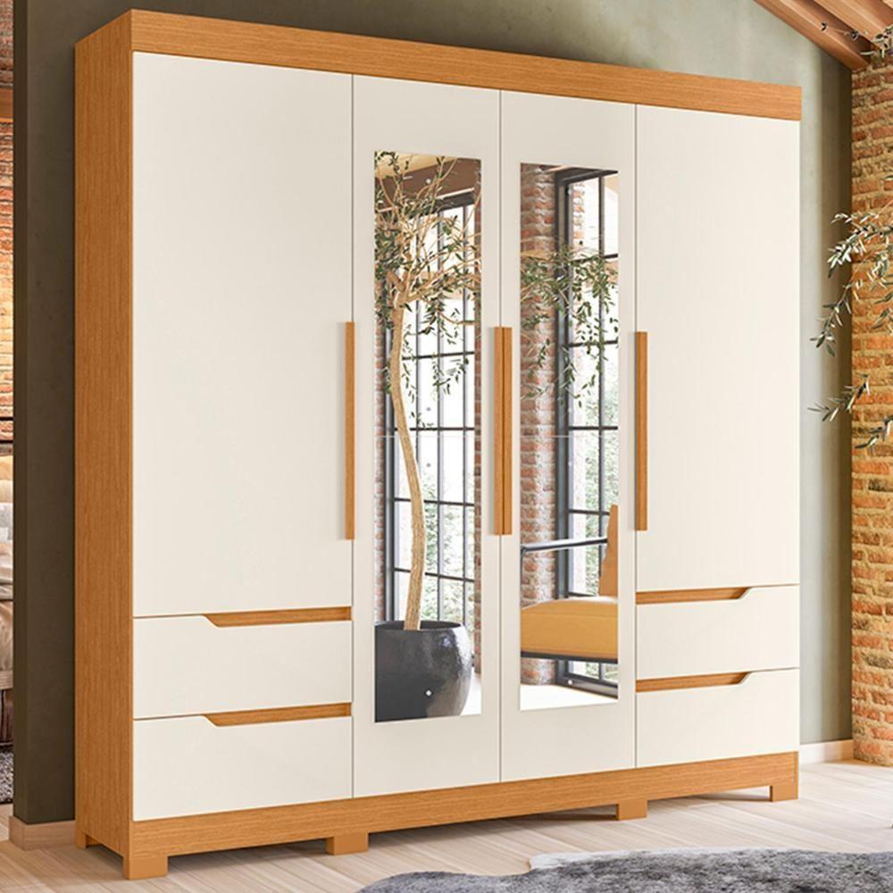 Guarda Roupa Casal Vivacce 4 Portas E 4 Gavetas Cinamomo-off White Com Espelho - Móveis Albatroz Cinamomo-off White - 2