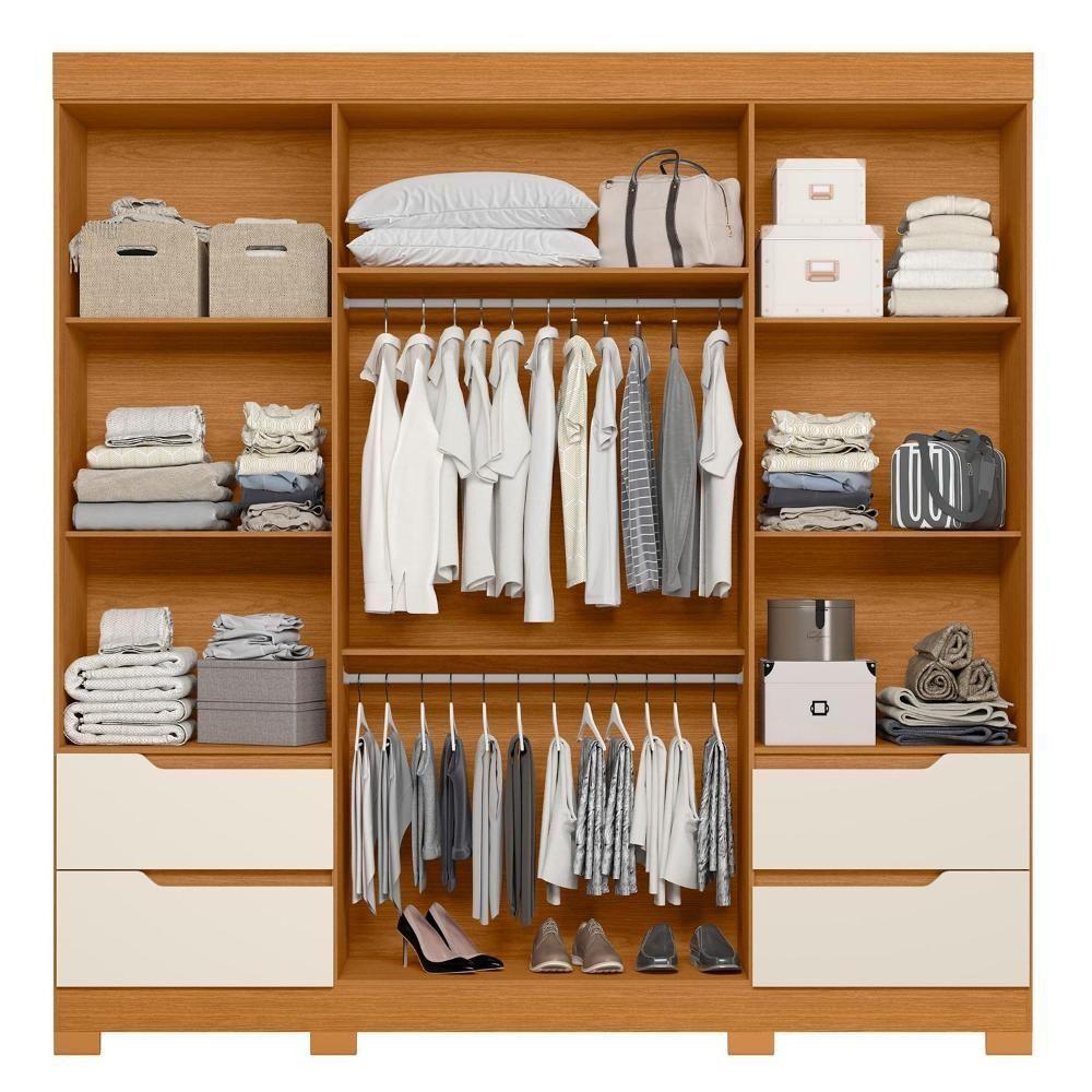 Guarda Roupa Casal Vivacce 4 Portas E 4 Gavetas Cinamomo-off White Com Espelho - Móveis Albatroz Cinamomo-off White - 3