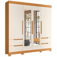 Guarda Roupa Casal Vivacce 4 Portas E 4 Gavetas Cinamomo-off White Com Espelho - Móveis Albatroz Cinamomo-off White - 1