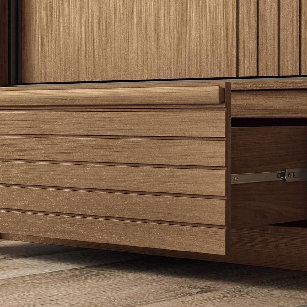 Guarda Roupa Democrata 2 Portas Deslizantes Flex Jatobá Com Espelho - Santos Andirá Jatobá - 3