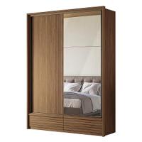 Guarda Roupa Democrata 2 Portas Deslizantes Flex Jatobá Com Espelho - Santos Andirá Jatobá - 1