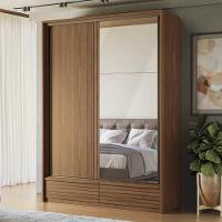 Guarda Roupa Democrata 2 Portas Deslizantes Flex Jatobá Com Espelho - Santos Andirá Jatobá - 2