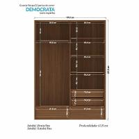 Guarda Roupa Democrata 2 Portas Deslizantes Flex Jatobá Com Espelho - Santos Andirá Jatobá - 6