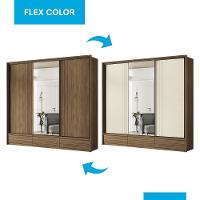 Guarda Roupa Democrata 3 Portas Deslizantes Flex Jatobá Com Espelho - Santos Andirá Jatobá - 5