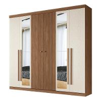 Guarda Roupa Casal Buriti Ripado 6 Portas Jatobá-areia Com Espelho - Santos Andirá Jatobá-areia - 1