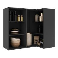 Armário Aéreo Canto Reto Firenze 1 Porta Chumbo-titânio - Indékes Chumbo-titânio - 2