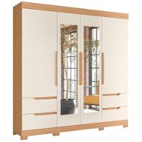 Guarda Roupa Casal Vivacce 4 Portas E 4 Gavetas Freijó-off White Com Espelho - Móveis Albatroz Freijó-off White - 1