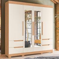 Guarda Roupa Casal Vivacce 4 Portas E 4 Gavetas Freijó-off White Com Espelho - Móveis Albatroz Freijó-off White - 2