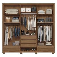 Guarda Roupa Democrata Ripado 6 Portas Jatobá Com Espelho E Pés - Santos Andirá Jatobá - 3