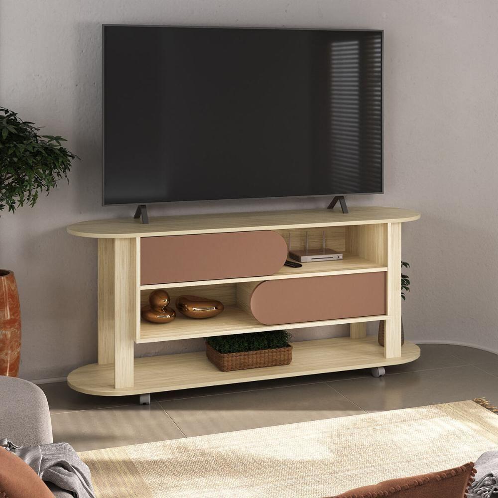 Rack Para Tv Até 65 Polegadas 150cm Com Rodízios 2 Portas Multimóveis Cr45326 Naturale/terracota Naturale/terracota - 1