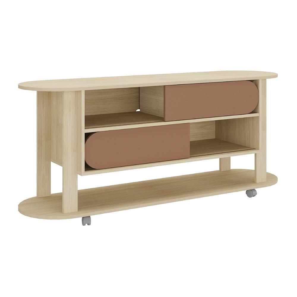 Rack Para Tv Até 65 Polegadas 150cm Com Rodízios 2 Portas Multimóveis Cr45326 Naturale/terracota Naturale/terracota - 5