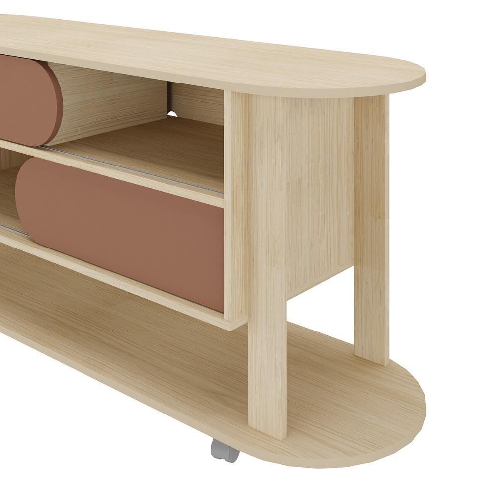 Rack Para Tv Até 65 Polegadas 150cm Com Rodízios 2 Portas Multimóveis Cr45326 Naturale/terracota Naturale/terracota - 7