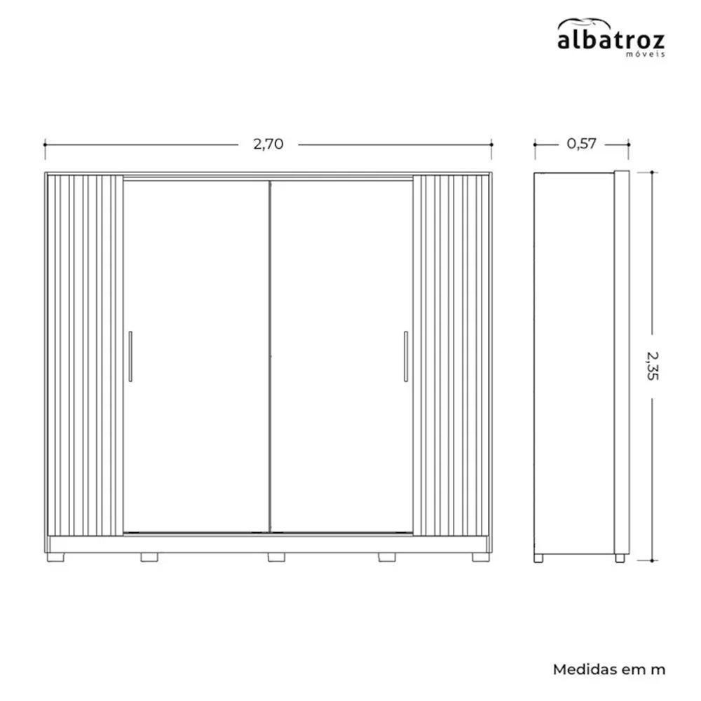 Guarda Roupa Casal Jacarandá 4 Portas Flex Freijó-off White - Móveis Albatroz Freijó-off White - 5