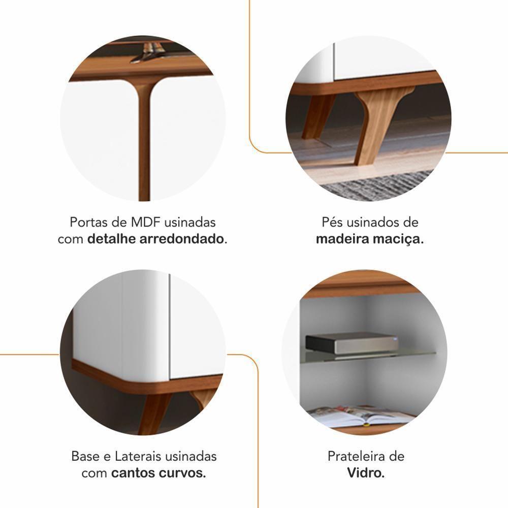 Rack Bancada Roma 217cm Cedro-branco Para Tv Até 60? - Casa D Cedro-branco - 5