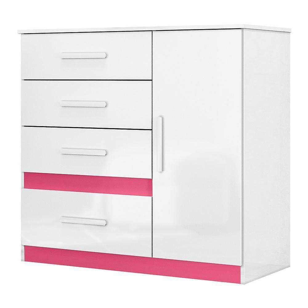 Cômoda Sapateira Vênus 1 Porta E 4 Gavetas Flex Branco-rosa - Moval Branco-rosa - 1