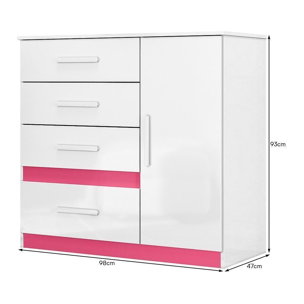 Cômoda Sapateira Vênus 1 Porta E 4 Gavetas Flex Branco-rosa - Moval Branco-rosa - 4
