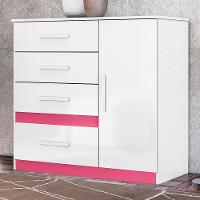 Cômoda Sapateira Vênus 1 Porta E 4 Gavetas Flex Branco-rosa - Moval Branco-rosa - 5