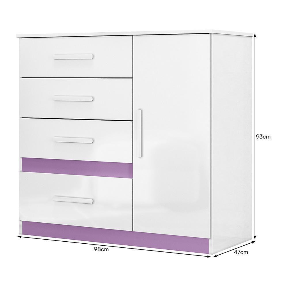 Cômoda Sapateira Vênus 1 Porta E 4 Gavetas Flex Branco-lilás - Moval Branco-lilás - 5