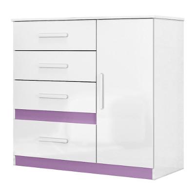Cômoda Sapateira Vênus 1 Porta E 4 Gavetas Flex Branco-lilás - Moval Branco-lilás