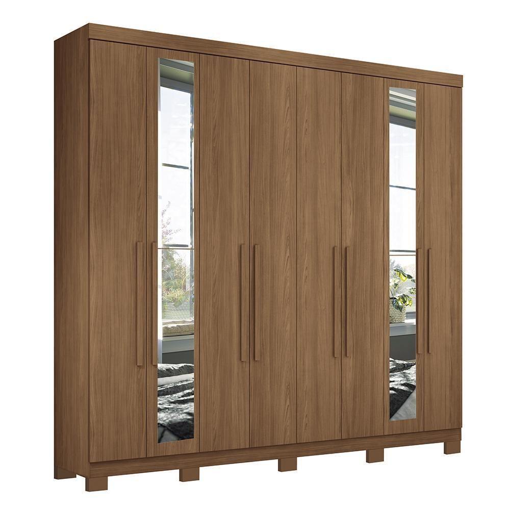 Guarda Roupa Casal Master New 8.4 8 Portas Jatobá Com Espelho E Pés - Santos Andirá Jatobá - 1