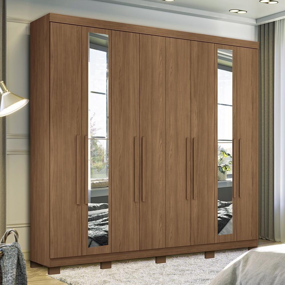 Guarda Roupa Casal Master New 8.4 8 Portas Jatobá Com Espelho E Pés - Santos Andirá Jatobá - 2