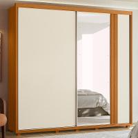 Guarda Roupa Casal Acácia 2 Portas Deslizantes Flex Off White-cinamomo Com Espelho - Móveis Albatroz Off White-cinamomo - 2