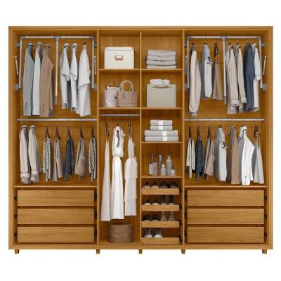 Guarda Roupa Casal Volpi Ripado 6 Portas de Bater 6 Gavetas Cumaru-Opala MDF