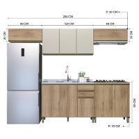 Cozinha Modulada Dinamarca 5 Peças Castani Com Aéreo 120cm Com Vidro Off White - Indékes Castani - 4