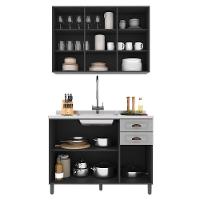 Cozinha Modulada Firenze 2 Peças Aéreo E Balcão 120cm Chumbo-titânio Sem Tampo - Indékes Chumbo-titânio - 3