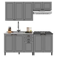 Cozinha Modulada Firenze 4 Peças Com Aéreo De Geladeira Chumbo-titânio - Indékes Chumbo-titânio - 1