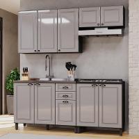 Cozinha Modulada Firenze 4 Peças Com Aéreo De Geladeira Chumbo-titânio - Indékes Chumbo-titânio - 2