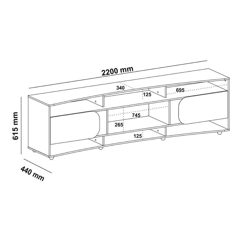 Rack Para Tv Até 86 Polegadas 220cm Com 2 Portas Multimóveis Cr45321 Off White/pinho Off White/pinho - 4