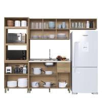 Cozinha Modulada Dinamarca 4 Peças Com Torre Quente 2 Fornos Castani E Aéreo 120 Com Vidro Off White - Indékes Castani - 3