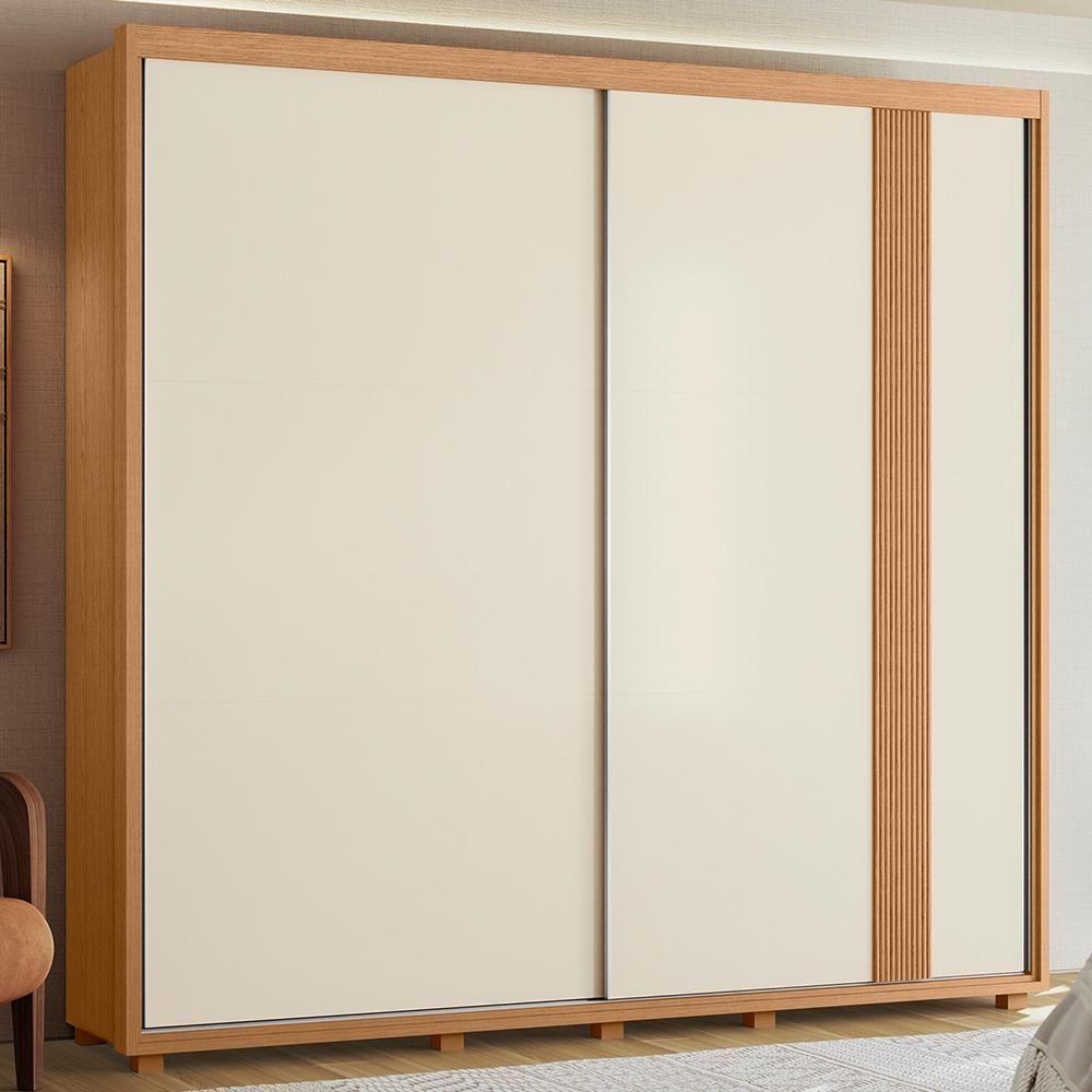 Guarda Roupa Casal Acácia 2 Portas Deslizantes Flex Off White-freijó - Móveis Albatroz Off White-freijó - 4