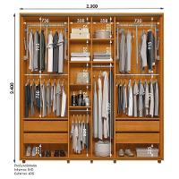 Guarda Roupa Casal Monet Ripado 2 Portas Deslizantes Cinamomo Com Espelho - Madetec Cinamomo