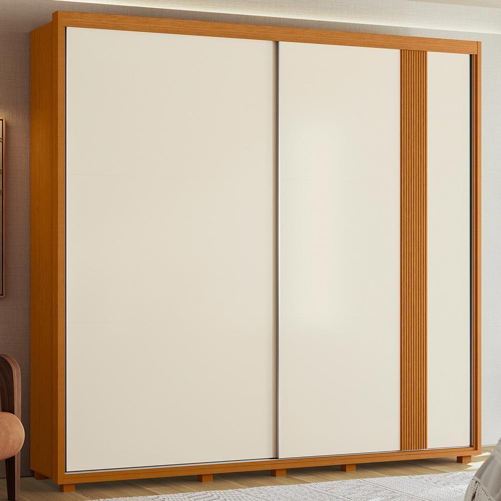 Guarda Roupa Casal Acácia 2 Portas Deslizantes Flex Off White-cinamomo - Móveis Albatroz Off White-cinamomo - 2