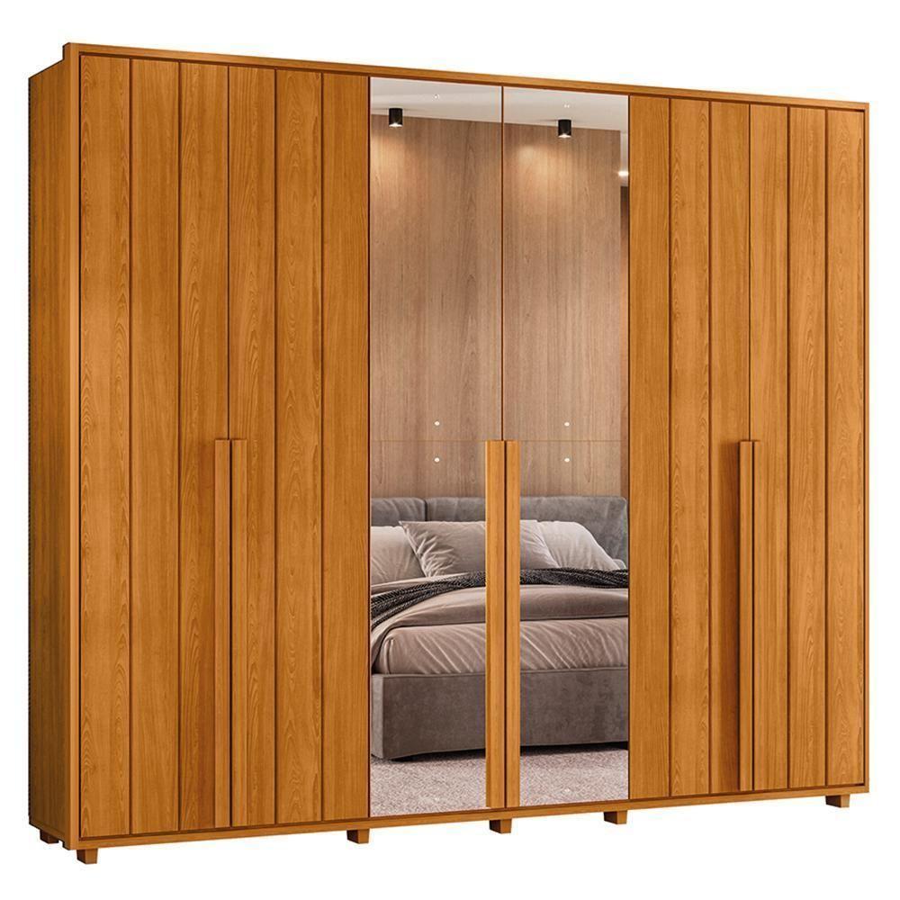 Guarda Roupa Casal Volpi Ripado 6 Portas Cinamomo Com 4 Espelhos - Madetec Cinamomo - 1