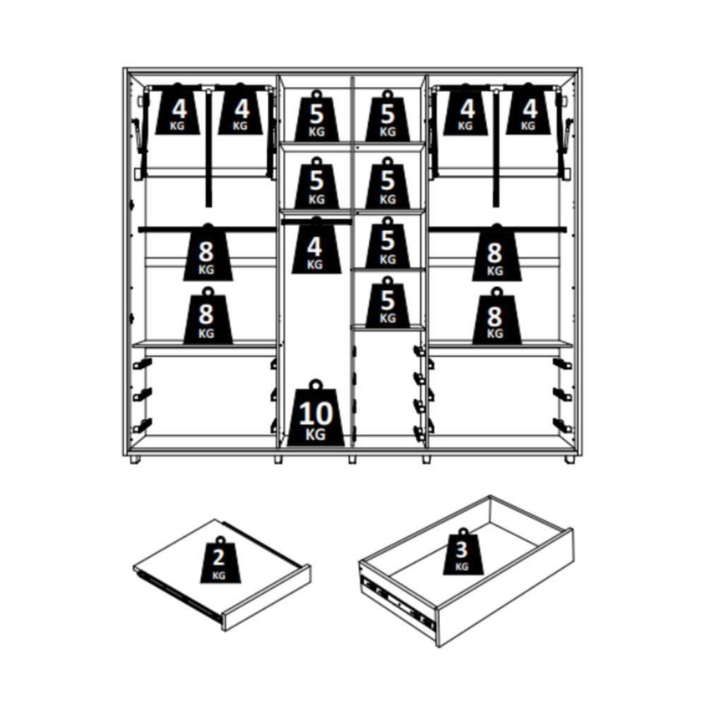 Guarda Roupa Casal Volpi Ripado 6 Portas Cinamomo Com 4 Espelhos - Madetec Cinamomo - 5