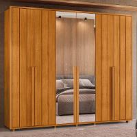 Guarda Roupa Casal Volpi Ripado 6 Portas Cinamomo Com 4 Espelhos - Madetec Cinamomo - 2