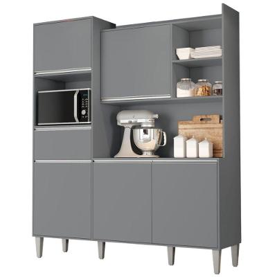 Kit Armário Cozinha Compacta Isabel 5 Portas 1 Gaveta MDP 160cm Cinza