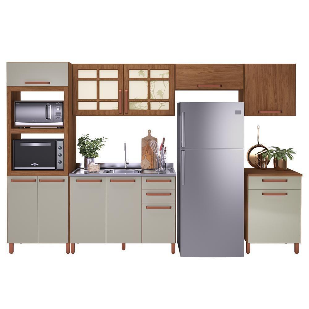 Cozinha Modulada Monza 6 Peças Com Torre Quente 2 Fornos Freijó-off White - Indékes Freijó-off White - 1