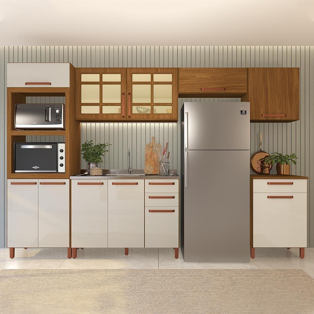 Cozinha Modulada Monza 6 Peças Com Torre Quente 2 Fornos Freijó-off White - Indékes Freijó-off White - 2