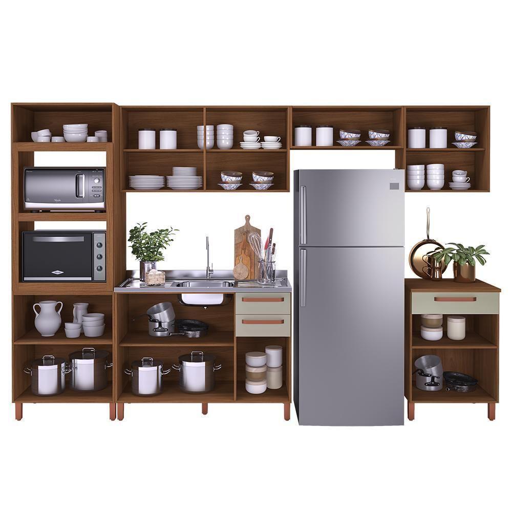 Cozinha Modulada Monza 6 Peças Com Torre Quente 2 Fornos Freijó-off White - Indékes Freijó-off White - 3