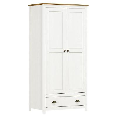 Guarda Roupa Solteiro Topázio 2 Portas dobradiças 1 Gaveta Branco-Freijó