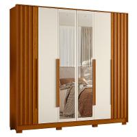Guarda Roupa Casal Deville Ripado 6 Portas Cinamomo-off White Com Espelho - Móveis Albatroz Cinamomo-off White - 1